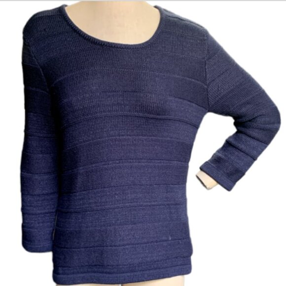 Appleseeds Sweater Textured Cotton Blend Pullover Sweater M Blue 74B - Picture 1 of 7